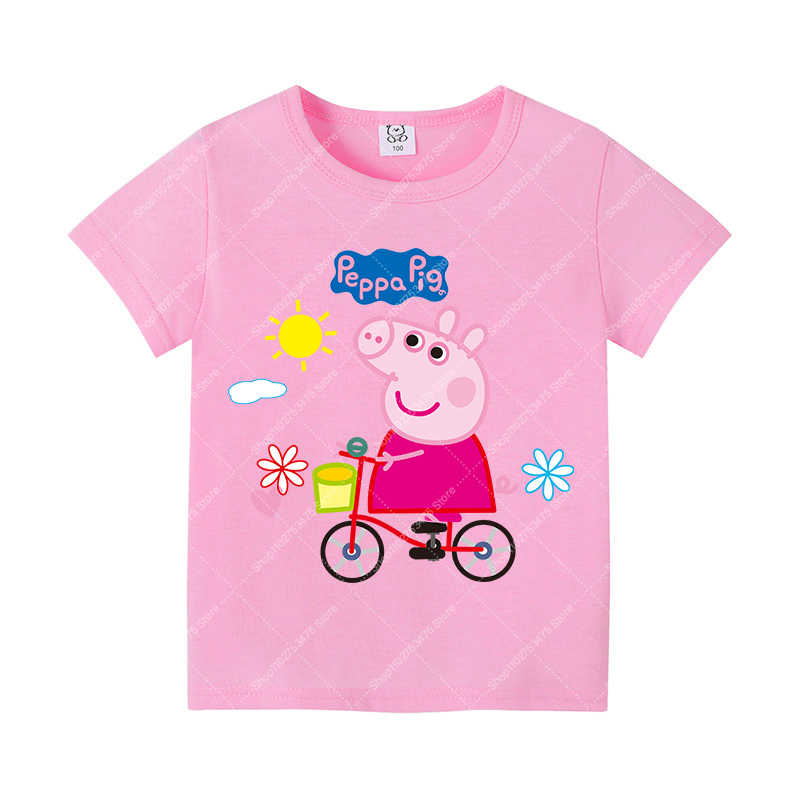 キッズガールかわいい綿 Tシャツ夏服漫画ペッパピッグプリント - Summer Clothing For Girls のレビューと価格
