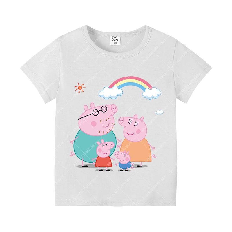 キッズガールかわいい綿 Tシャツ夏服漫画ペッパピッグプリント - Summer Clothing For Girls のレビューと価格
