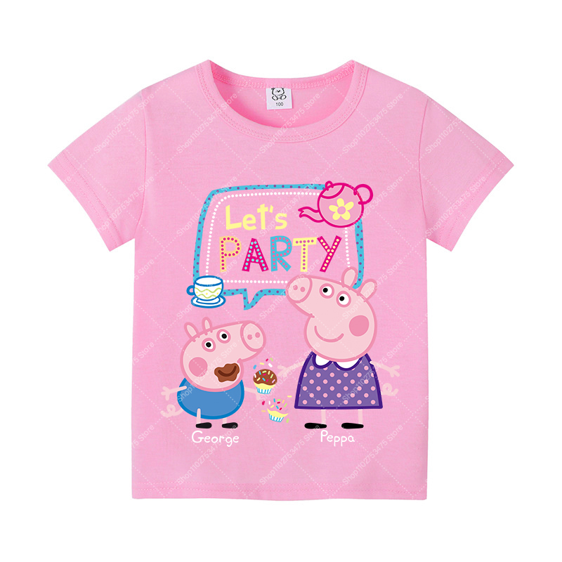 キッズガールかわいい綿 Tシャツ夏服漫画ペッパピッグプリント - Summer Clothing For Girls のレビューと価格