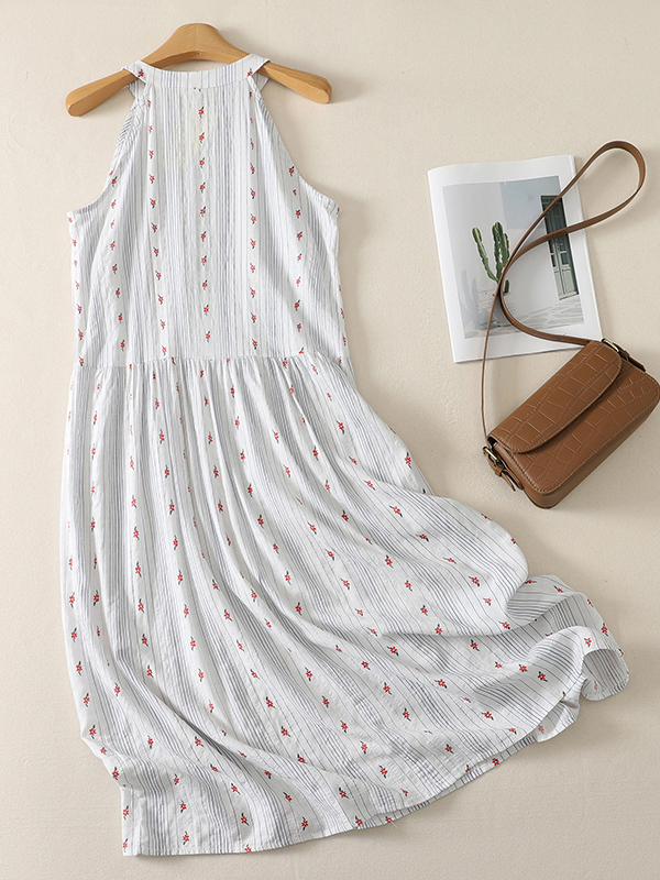 エレガントなAラインワンピース 花柄プリント レッドストライ - Summer Line Clothing Brand のレビューと価格