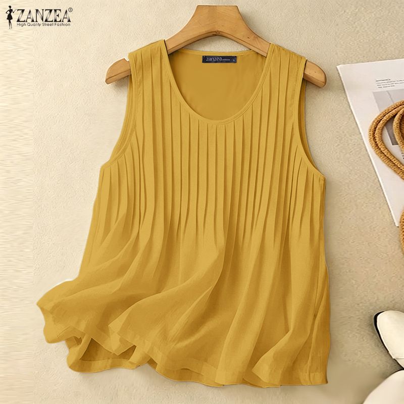 ZANZEA 女性夏ピンタックタンクトッププラスサイズカジュ - Summer Clothing Plus Size Women のレビューと価格