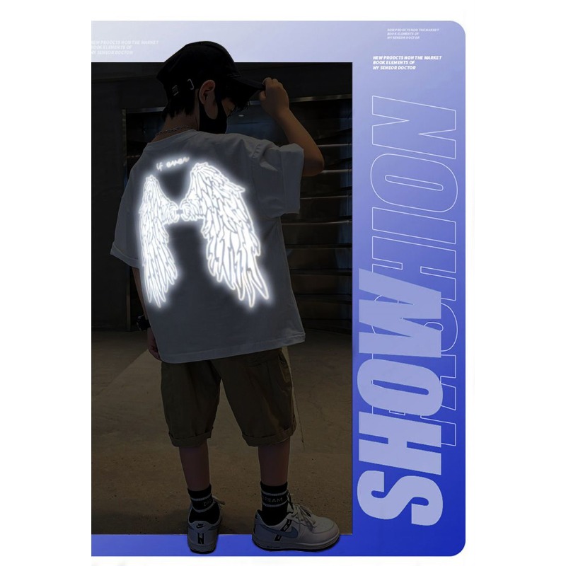 若者反射翼 Tシャツ綿半袖 Tシャツルーズフィット夏トップテ - Summer Clothing For Teens のレビューと価格