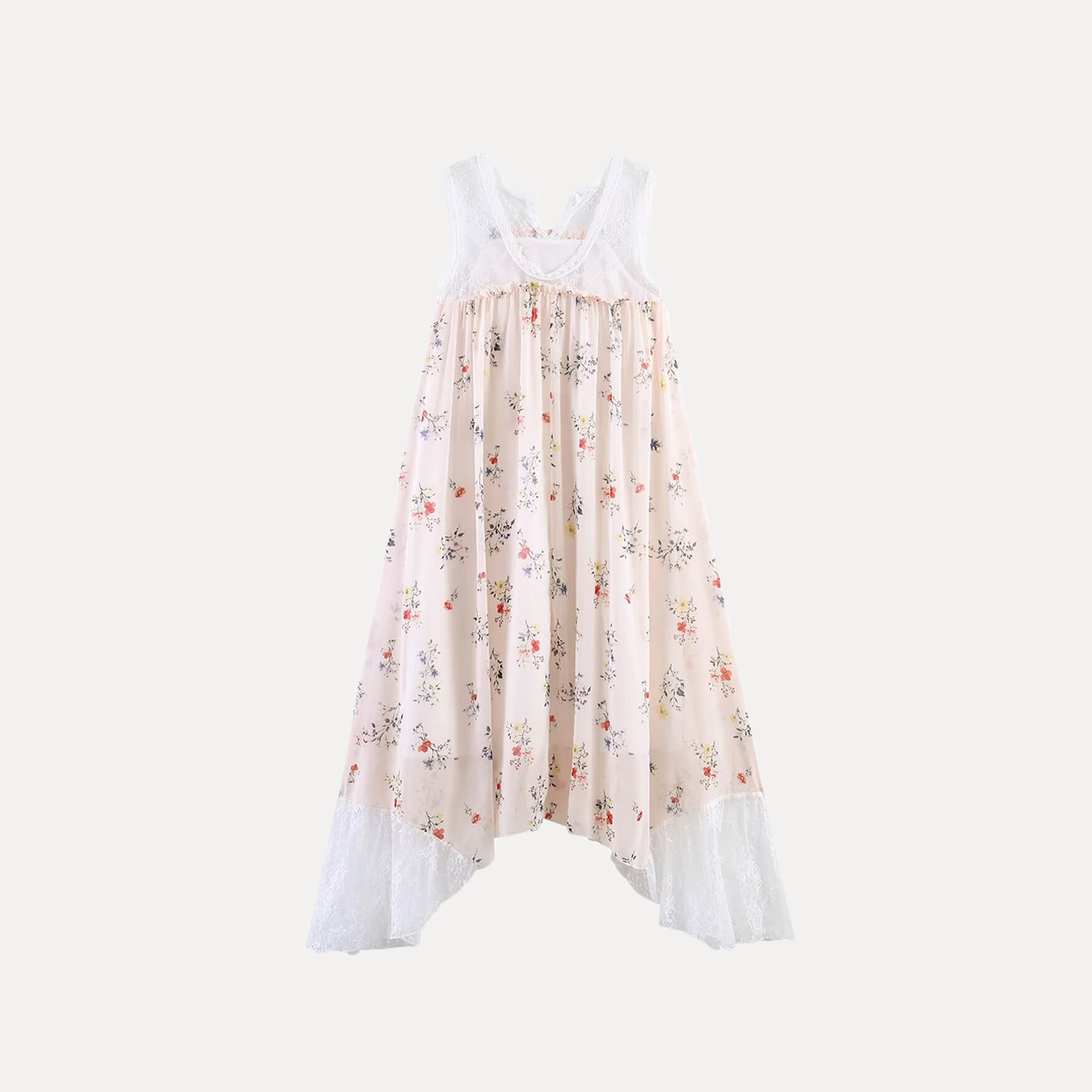 ファッショナブルなレーストリム裾ノースリーブドレスエレガント - Summer Line Clothing Brand のレビューと価格