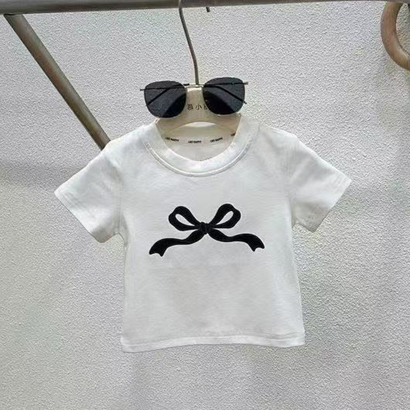 春夏の新しい女の子服セットちょう結びプリント Tシャツ +  - Summer Clothing For Teen Girls のレビューと価格