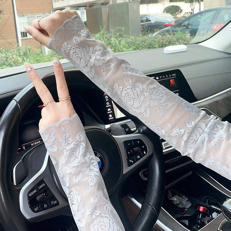 女性用レースUVカットアイススリーブアームカバー、薄手で通気 - Summer Clothing Drive のレビューと価格