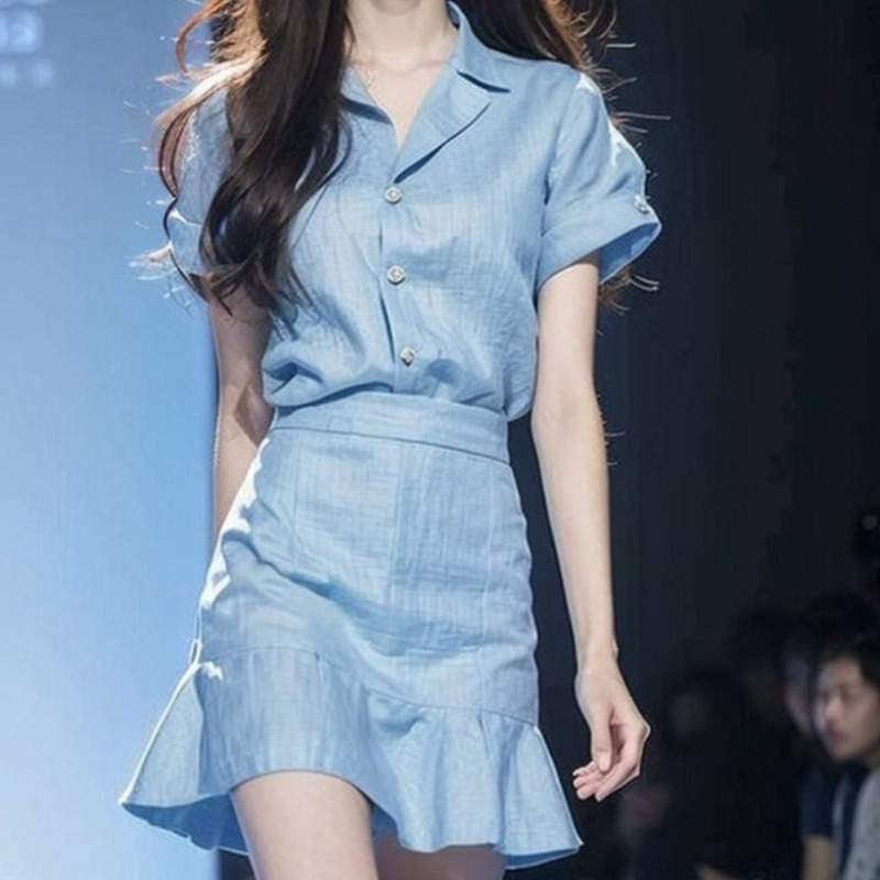 レディース2点セット 半袖スカート ブルー 女性用ビーチウェ - Summer Clothing Trends 2025 のレビューと価格