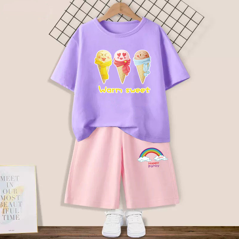 夏キッズガールズ2ピース衣装セットピーチジュースTシャツとシ - Summer Clothing For Teen Girls のレビューと価格
