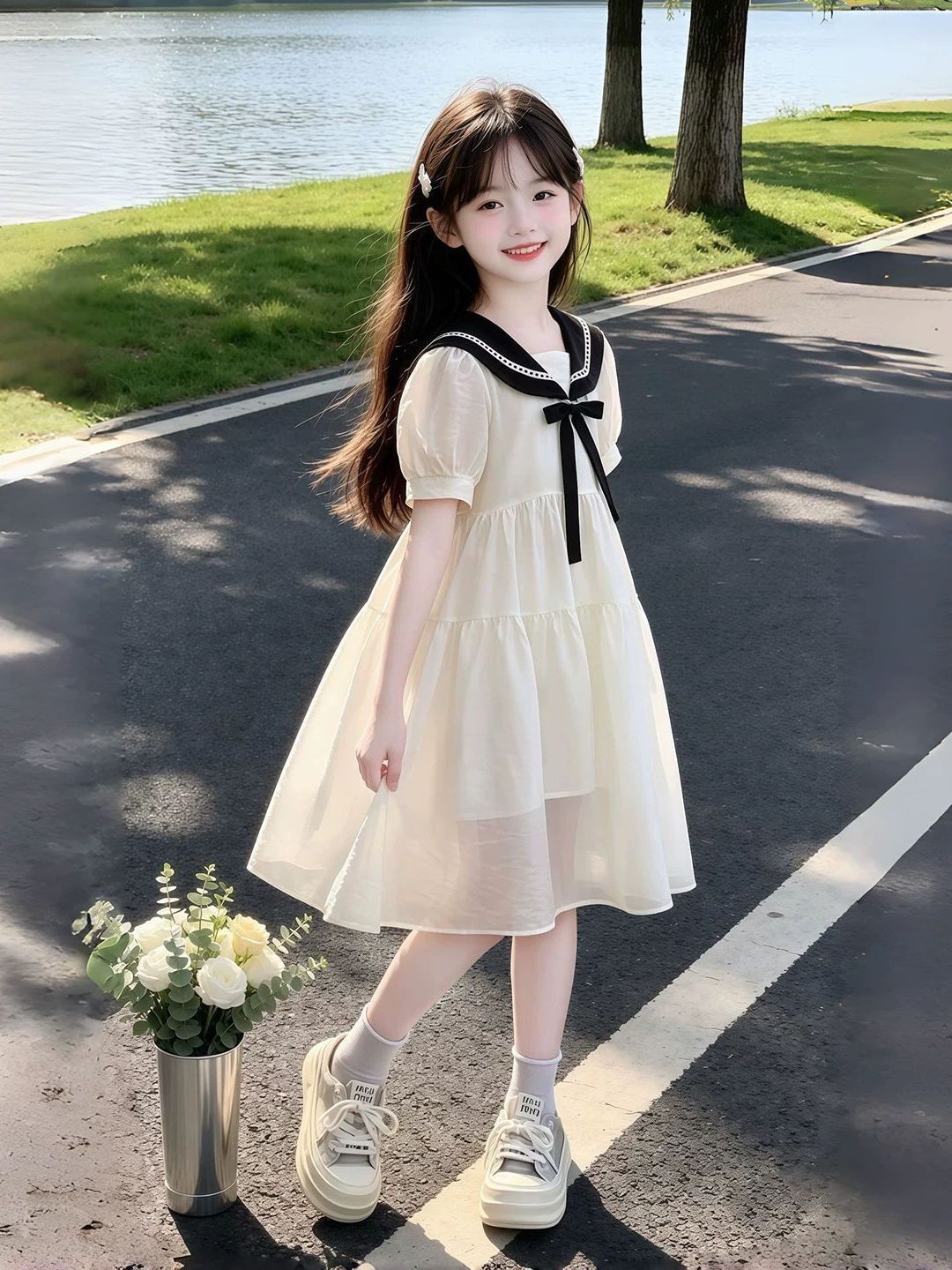 女の子サマードレスネイビーカラースクールスタイル子供服ソフト - Summer Clothing Old Navy のレビューと価格