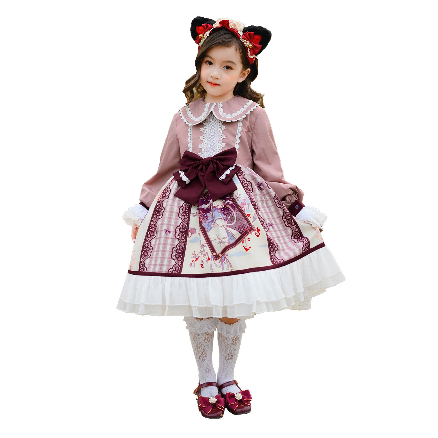 子供用ロリータ服長袖プリンセスドレス春夏フルセットドレスロリ - Summer Clothing For Girls のレビューと価格
