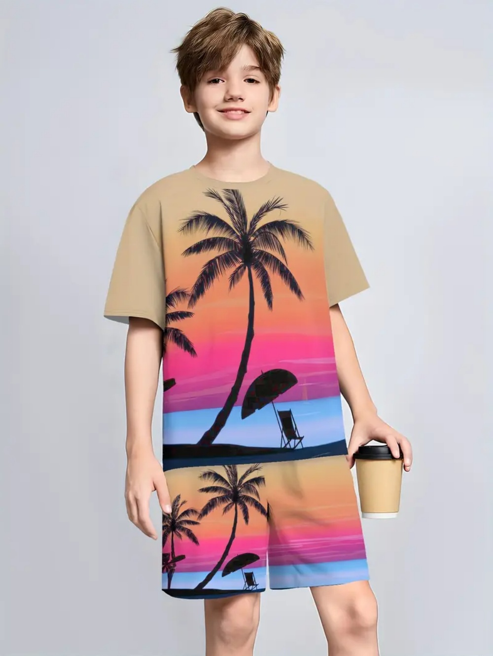 ハワイ子供セットココナッツツリー 3D プリントカジュアルス - Summer Clothing List のレビューと価格