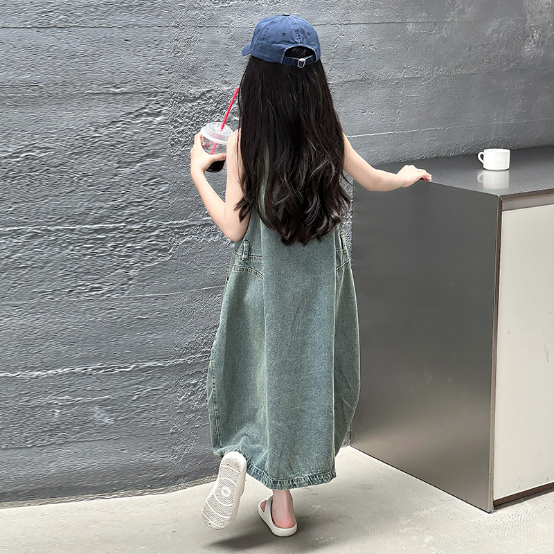 ヴィンテージブルー子供女の子高品質ノースリーブデニムドレスス - Summer Dresses Yours Clothing のレビューと価格