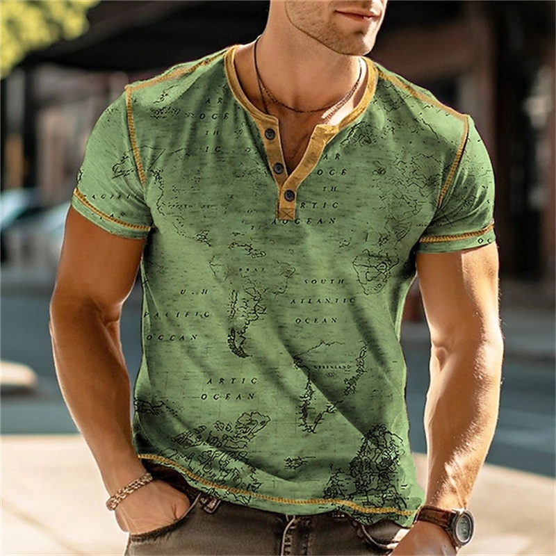 メンズヘンリーシャツ 面白い3DプリントTシャツ ストリート - Summer Clothes Fashion のレビューと価格