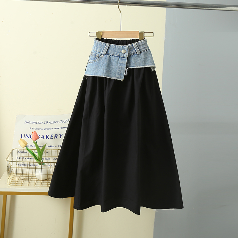 韓国子供ロングパッチワークデニムスカート十代の少女エレガント - Summer Clothing For Teen Girls のレビューと価格