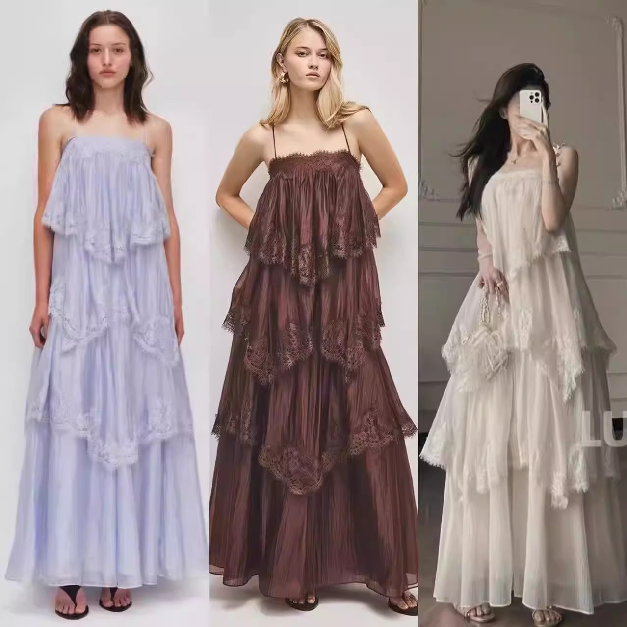 レースのストラップレスサマードレス、フリル付きの裾、女性用バ - Summer Clothing Affordable のレビューと価格