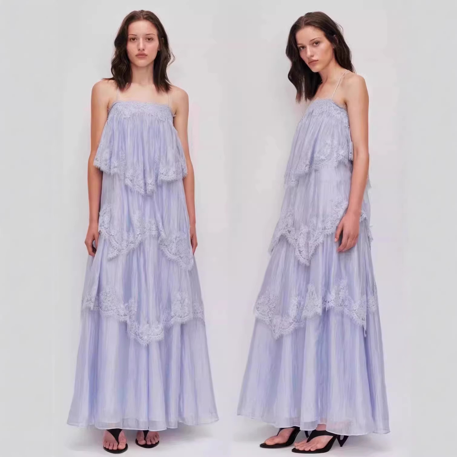 レースのストラップレスサマードレス、フリル付きの裾、女性用バ - Summer Clothing Affordable のレビューと価格