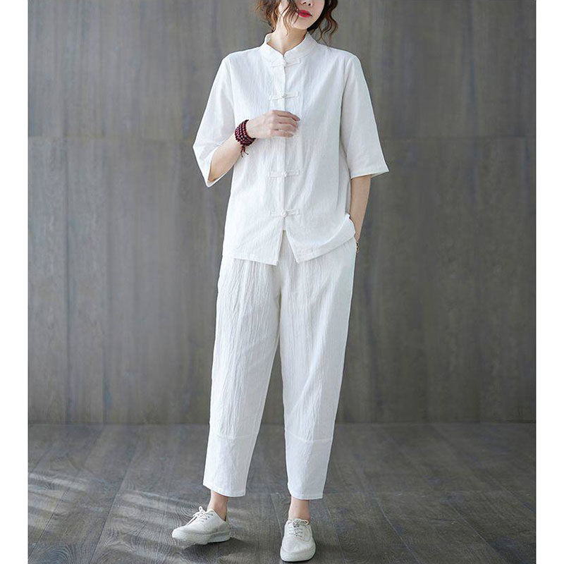 2 個仏教女性服 2026 中国風レトロ綿とリネン禅茶服ヨガ - Summer Linen Clothing For Women のレビューと価格