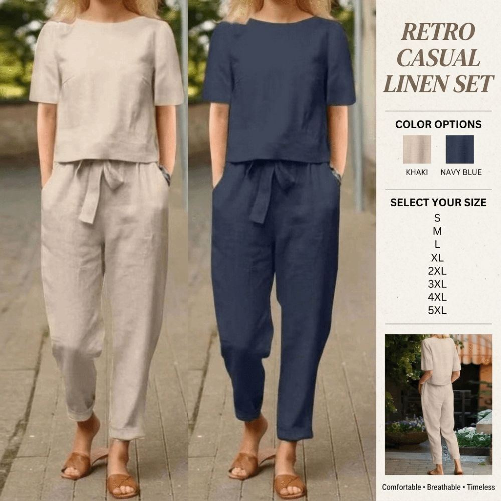 半袖レディース綿麻スーツ ラウンドネック ワイドレッグ 夏用 - Summer Linen Clothing For Women のレビューと価格