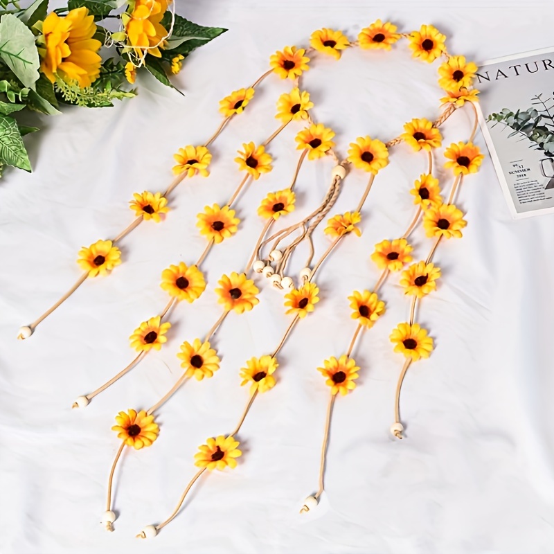 フラワーヒッピーヘッドバンド、フラワークラウン、70年代のボ - Summer Linen Clothing For Women のレビューと価格